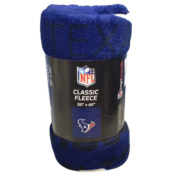 Houston Texans NFL Classic Fleece Blanket 50" x 60" Blue & Red White Soft Warm - Picture 1 of 4